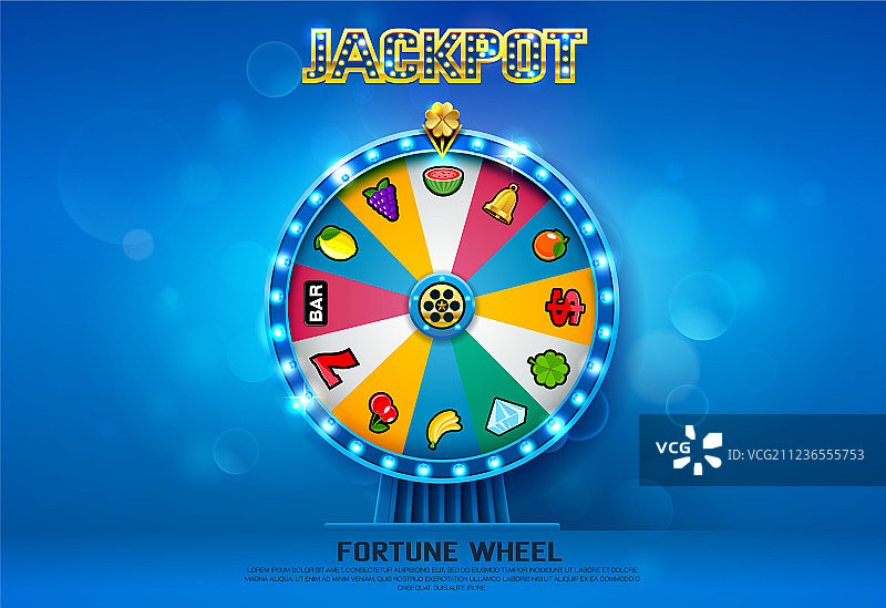 散景背景上的幸运转盘图片素材