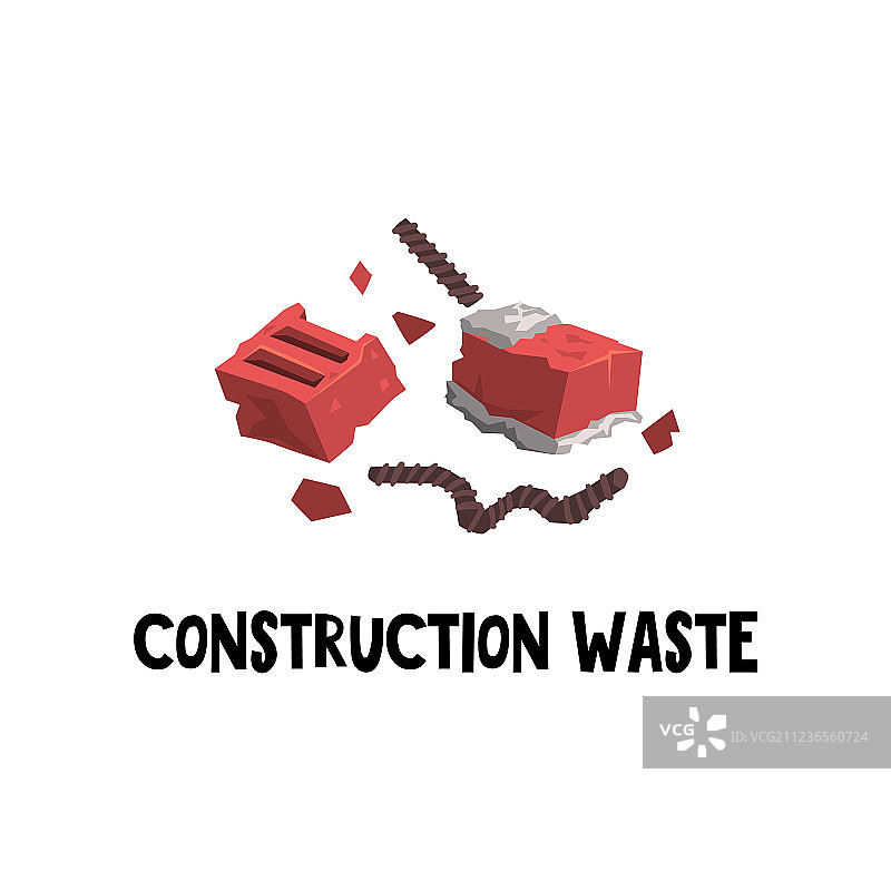 红色建筑垃圾扁平图标图片素材