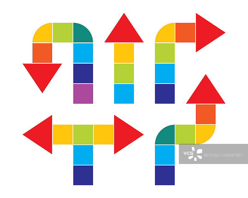 彩色箭头彩虹套装图标设计元素图片素材