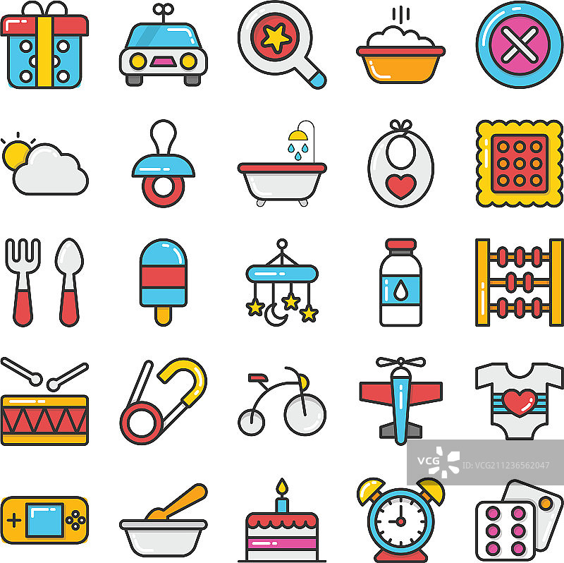 婴儿和儿童彩色图标 2图片素材