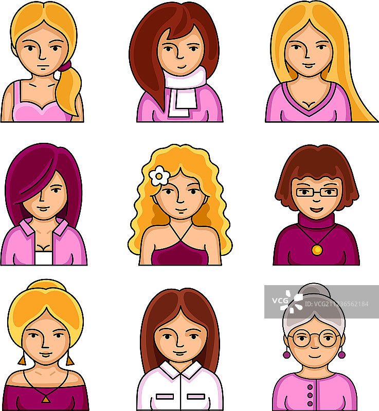 时尚女性头像合集图片素材