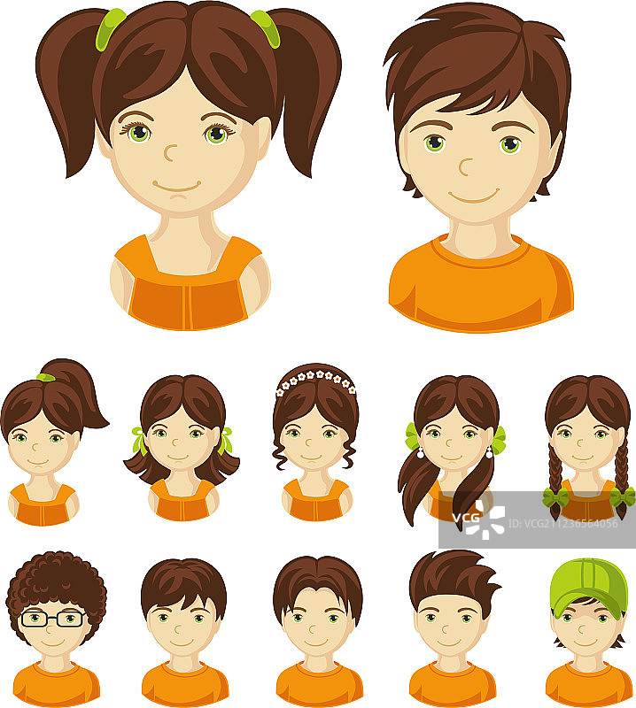 儿童面孔套装图片素材