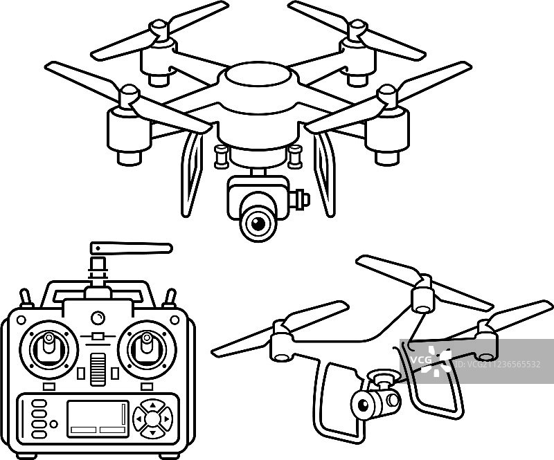 无人机轮廓图标合集图片素材
