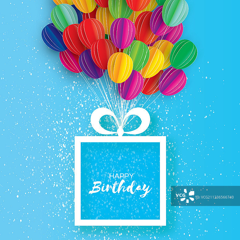 彩色剪纸气球生日快乐图片素材