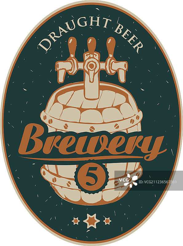 带啤酒桶的啤酒厂标签或banner图片素材