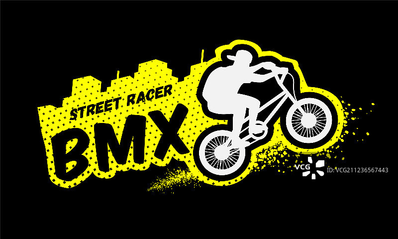 BMX赛车手Grunge风格标志图片素材