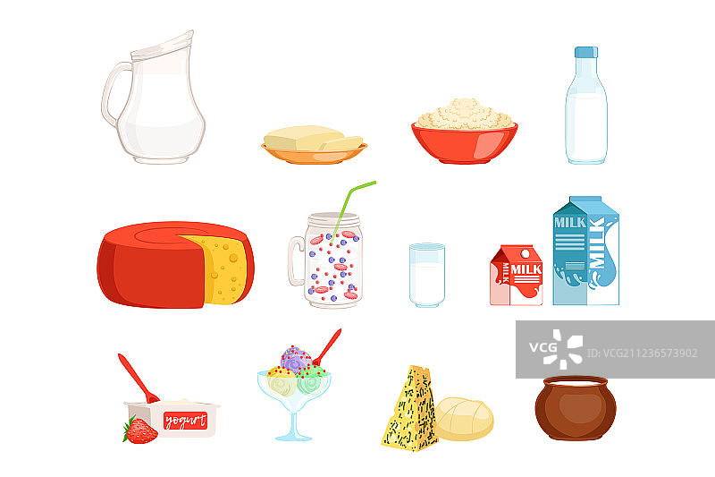 乳制品组合：牛奶黄油奶酪酸奶图片素材