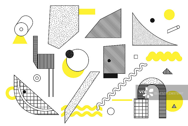 通用趋势半色调几何形状套装图片素材