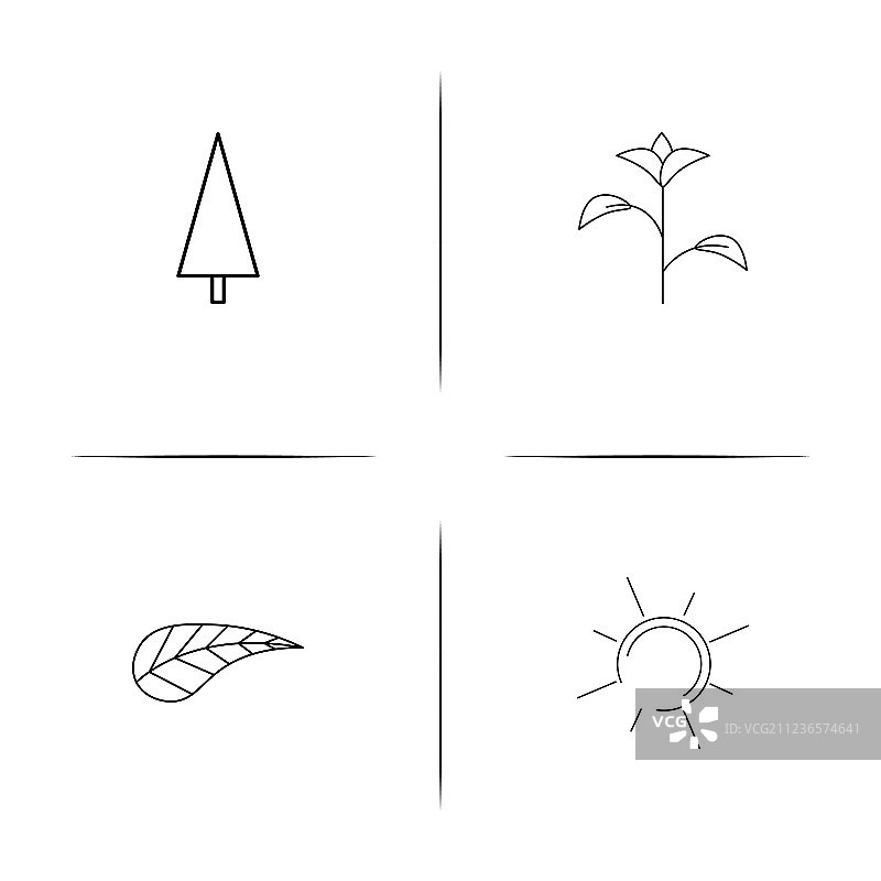 简约线性自然图标集图片素材