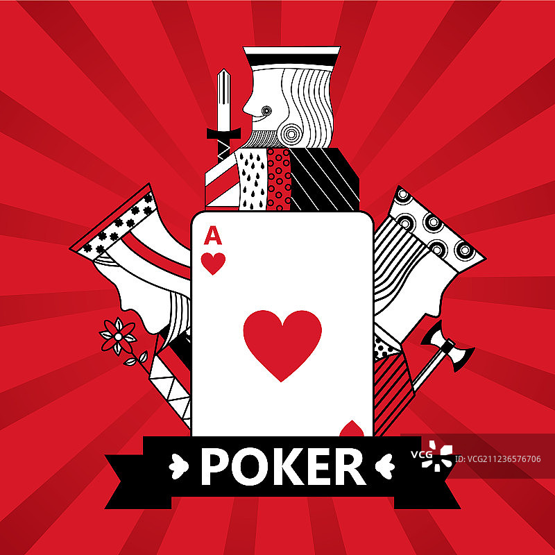 红桃A、J、K、Q扑克牌图片素材