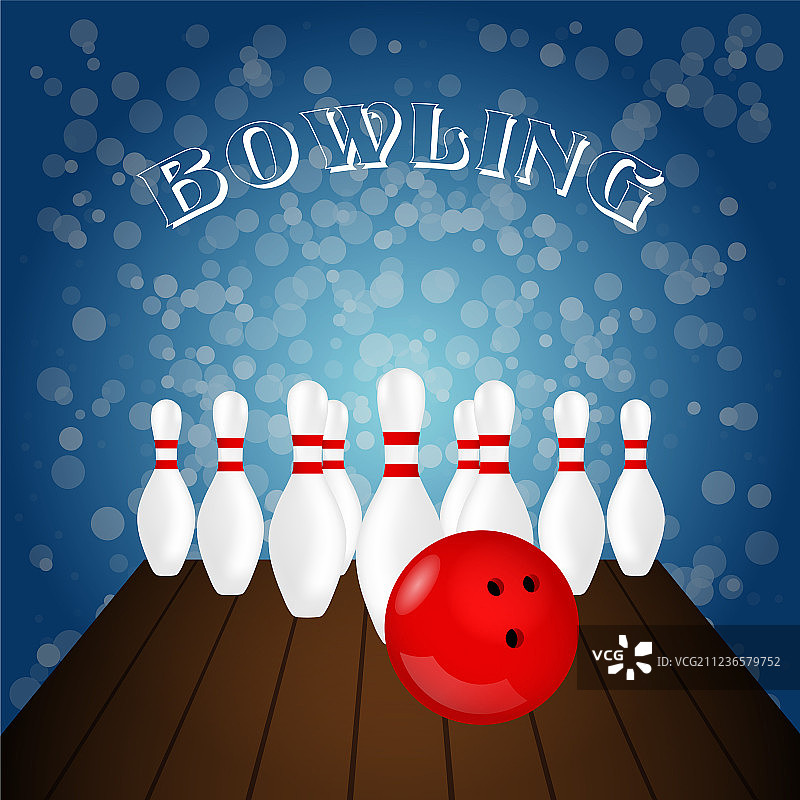 白色球瓶和红色保龄球海报图片素材