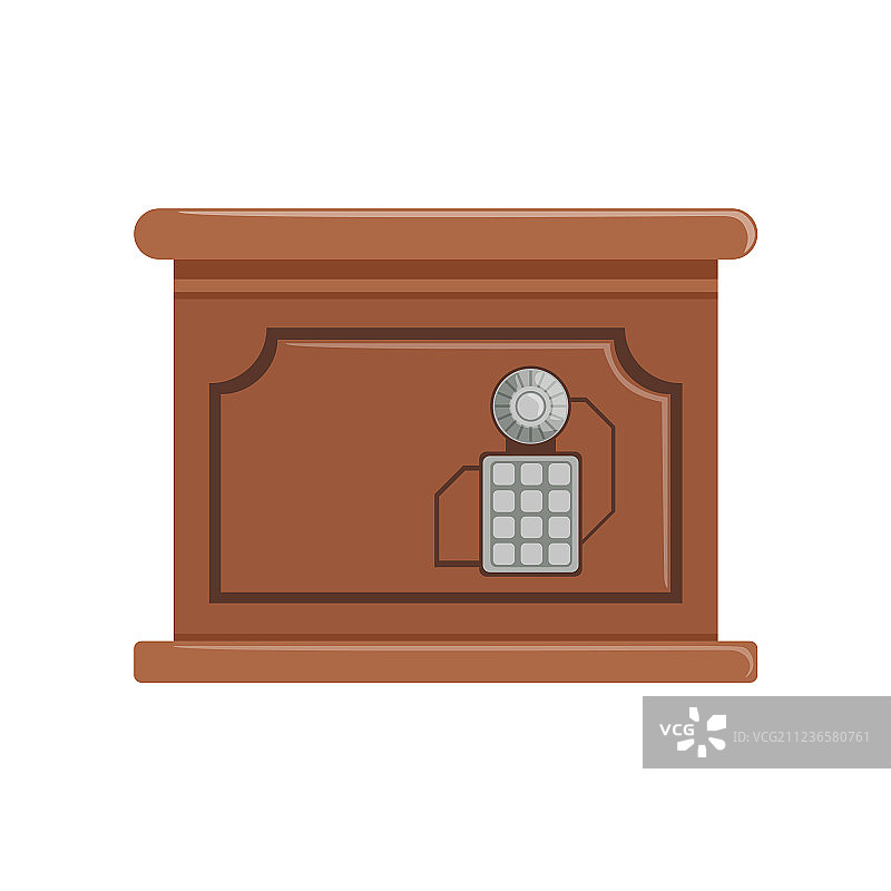 带键盘按钮面板的复古棕色保险箱图片素材