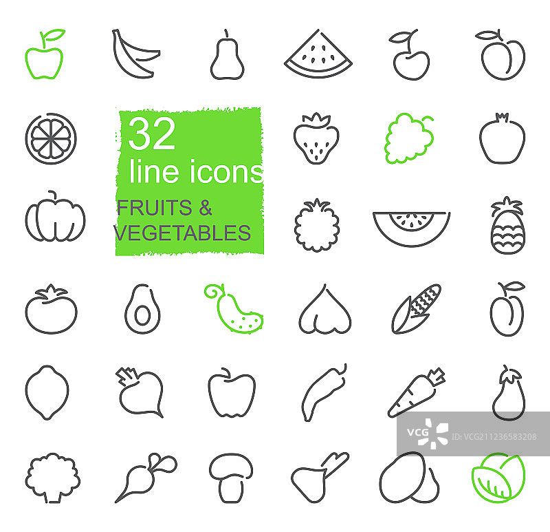 蔬菜水果轮廓图标图片素材