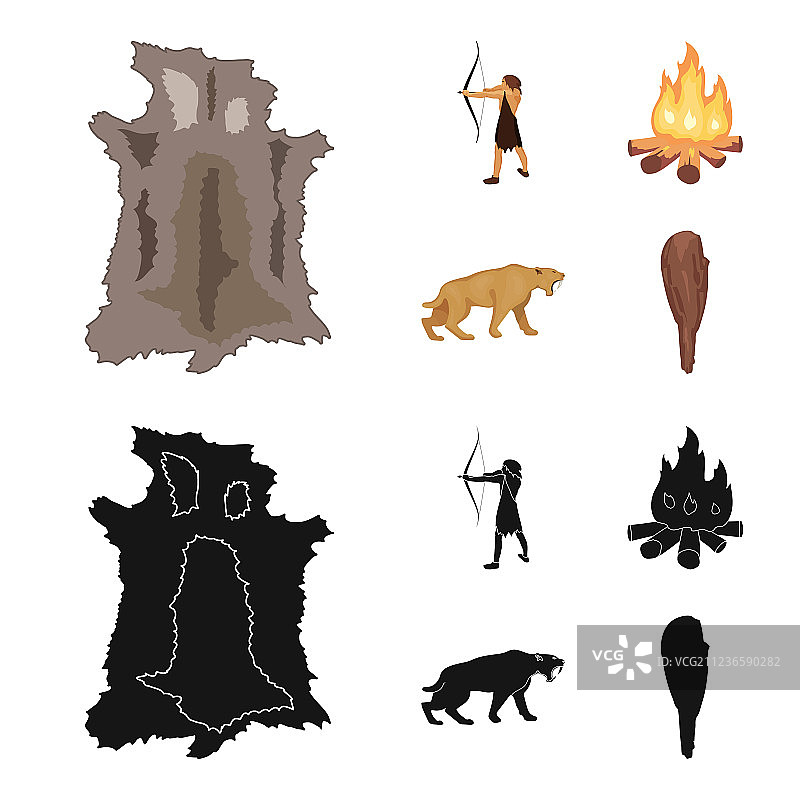 男人猎人洋葱篝火石器时代套装图片素材