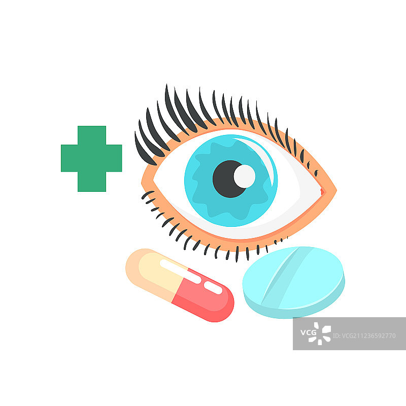 人眼与药丸眼科概念卡通图片素材