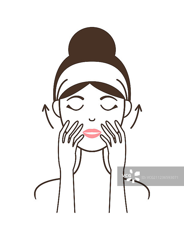 女性模特面霜涂抹技巧图片素材