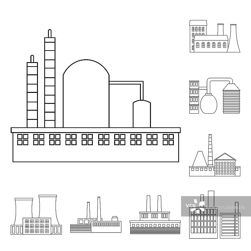 工厂设施线稿图标集图片素材