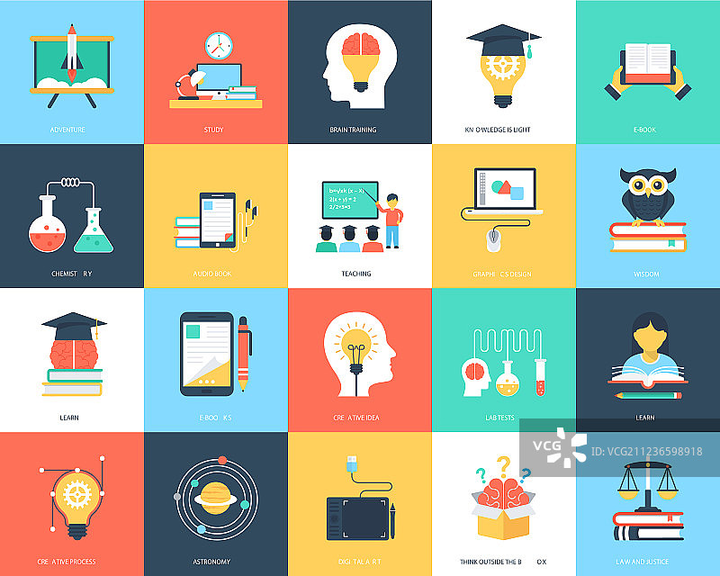 教育扁平图标包图片素材