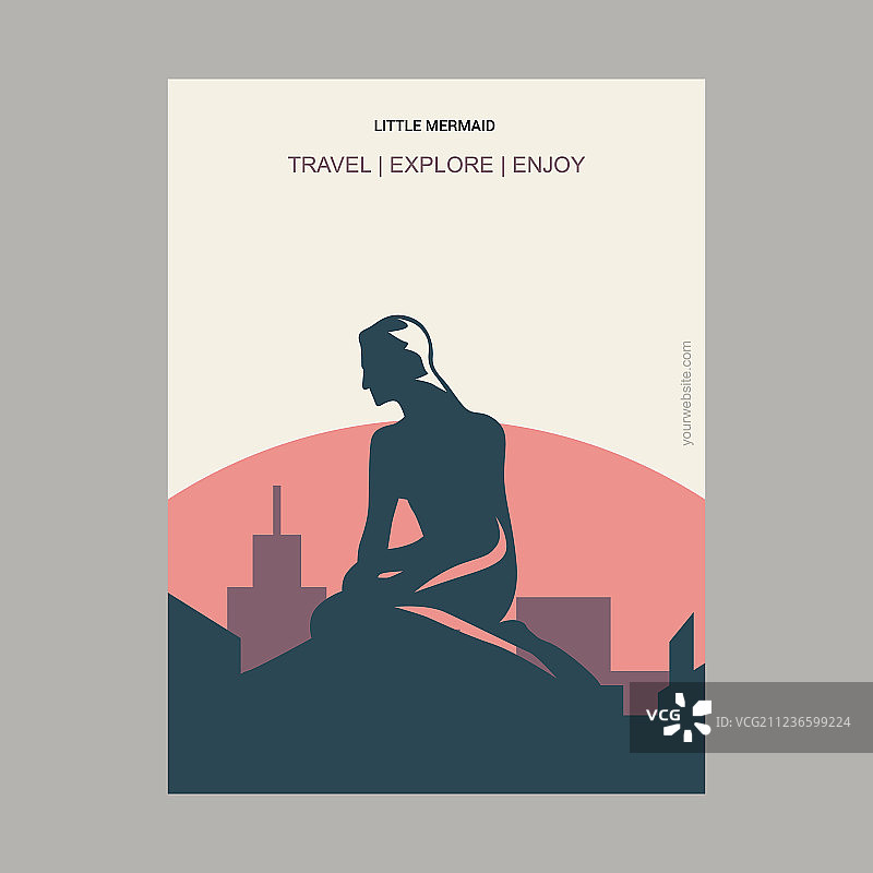 哥本哈根小美人鱼复古风格图片素材