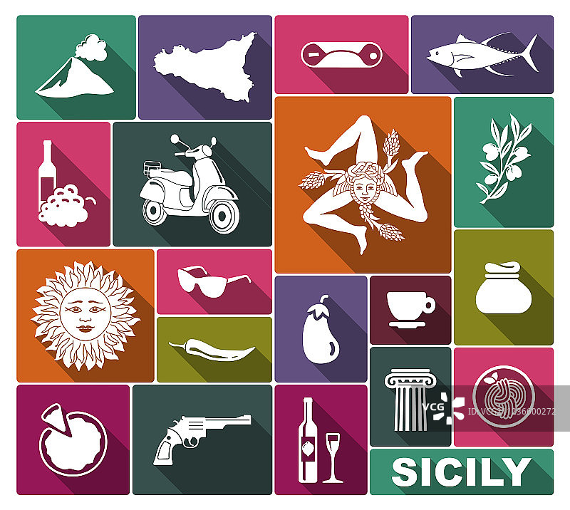 西西里主题图标合集图片素材