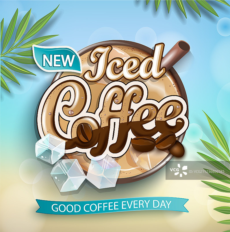 冰镇咖啡标签图片素材