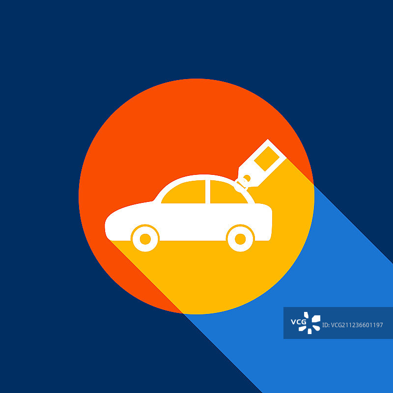 橘色背景上的带标签白色汽车标志图片素材