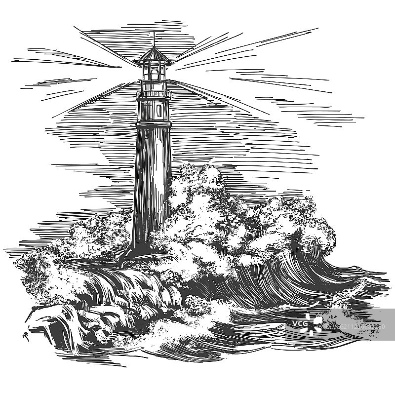 黑暗中的灯塔图片素材