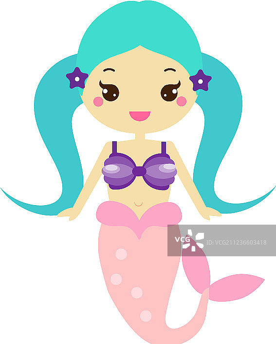 可爱风格的美人鱼卡通角色图片素材