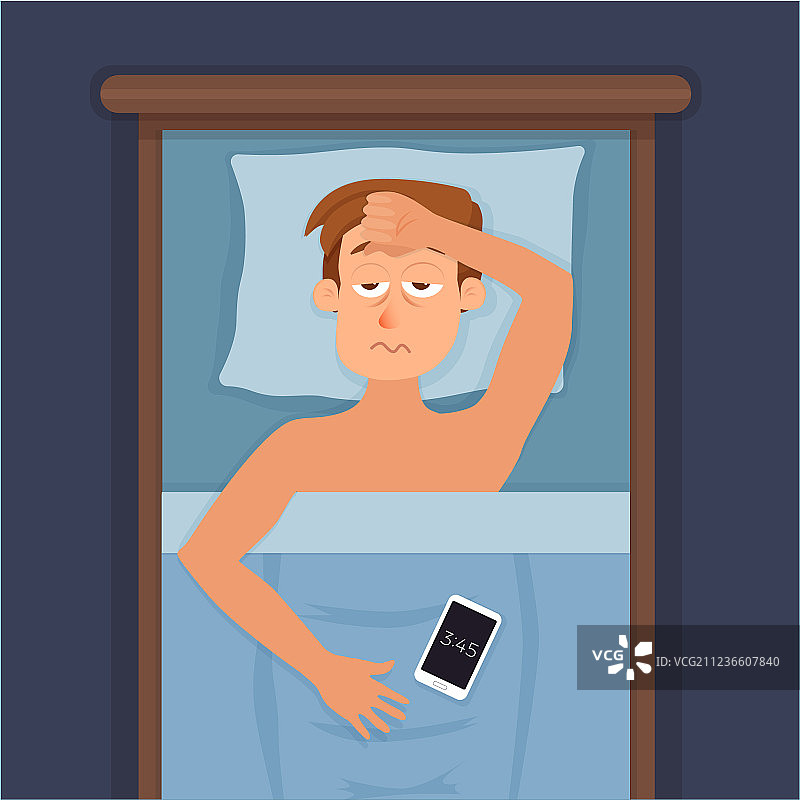 失眠的男人面部卡通形象图片素材