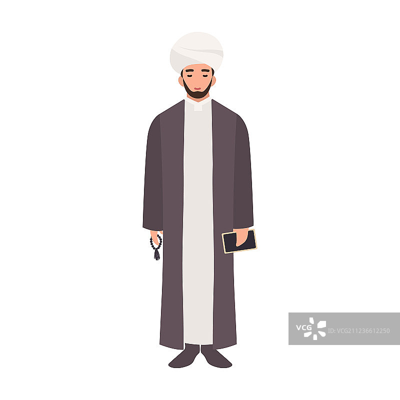 戴着头巾和传统服饰的毛拉图片素材