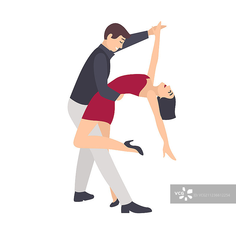 穿着红色优雅礼服的美丽女子图片素材