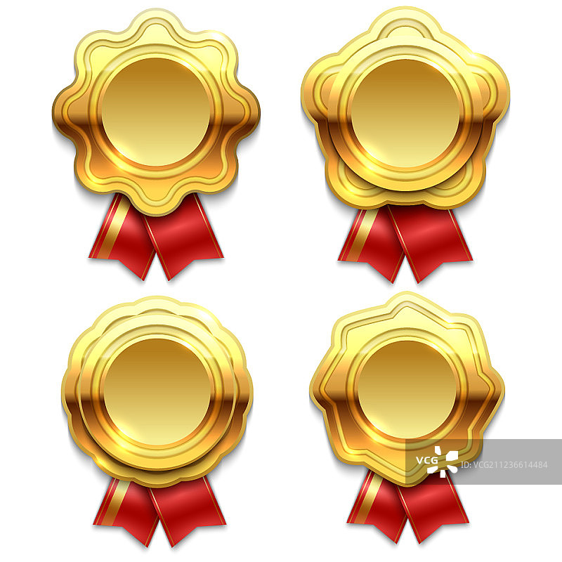 金色横幅与红色缎带图片素材