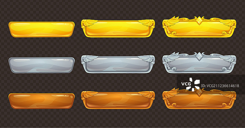 黑色背景上的金色、银色和青铜色相框图片素材