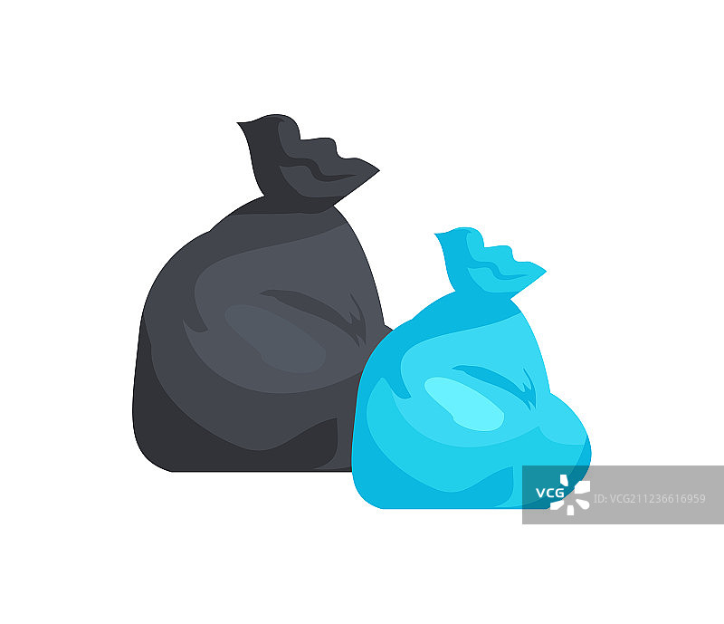 装满黑色和蓝色垃圾的包裹图片素材