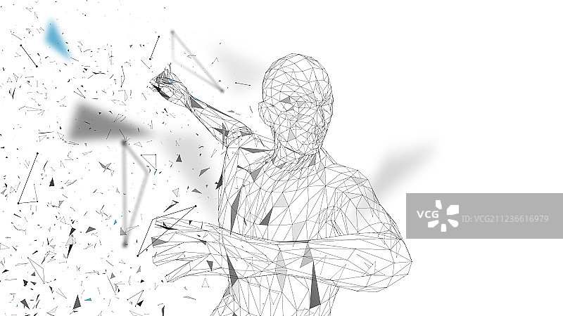 概念抽象男人强力一击图片素材