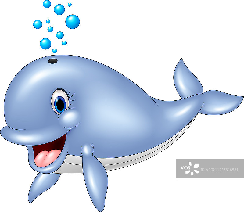 白色背景上的蓝色鲸鱼图片素材