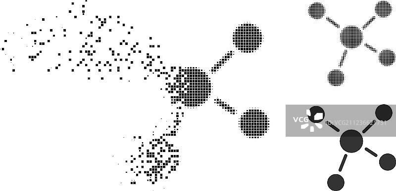像素分解效果，半色调链接图标图片素材