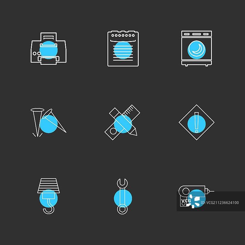 打印机规模铅笔洗衣机钉图片素材