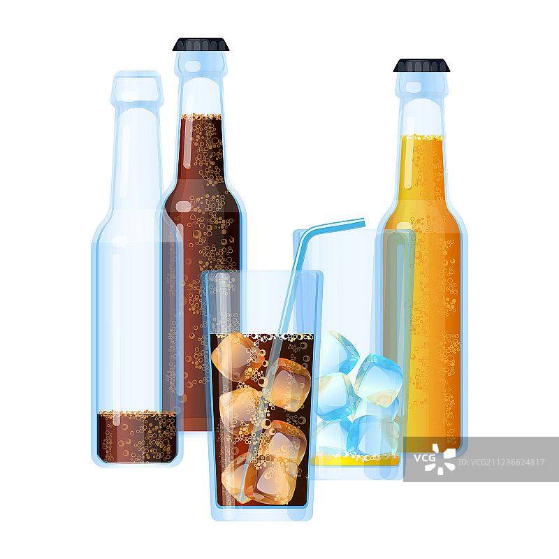 含冰的气泡饮料套装图片素材