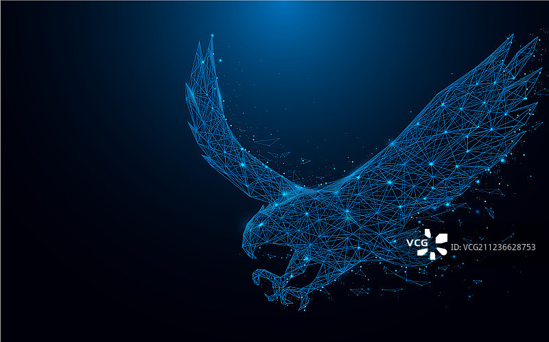 老鹰从网络连接线降落图片素材