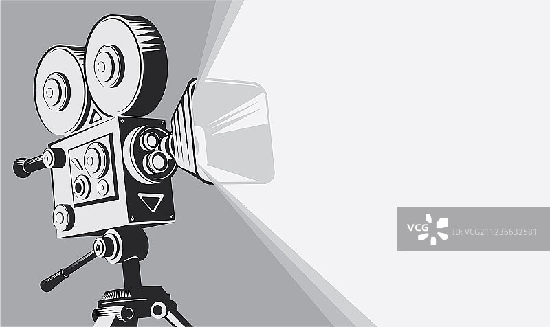 黑白复古电影摄影机背景图片素材
