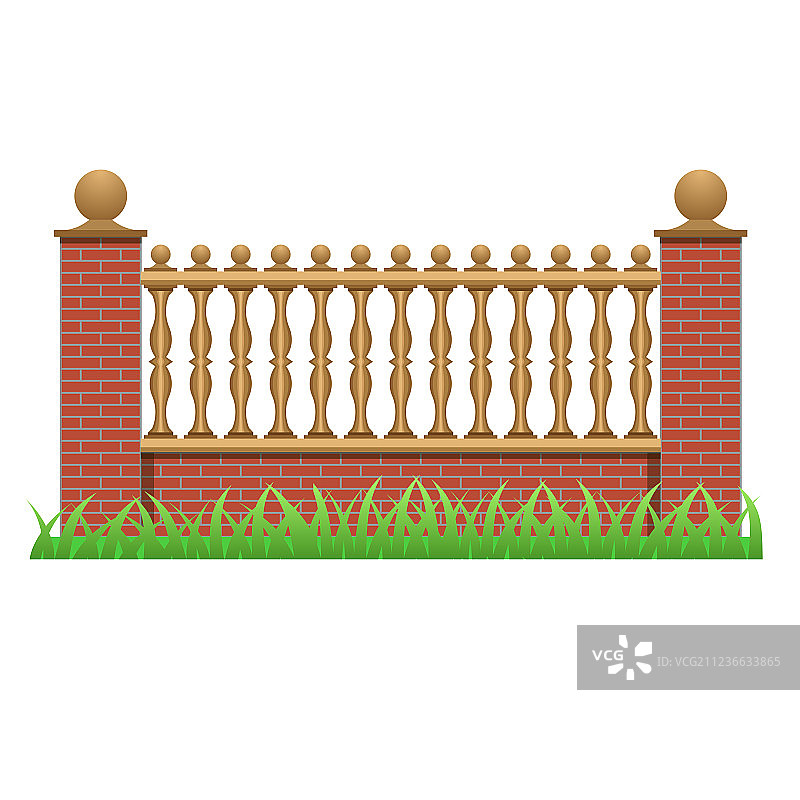 用栏杆装饰的砖砌围栏图片素材