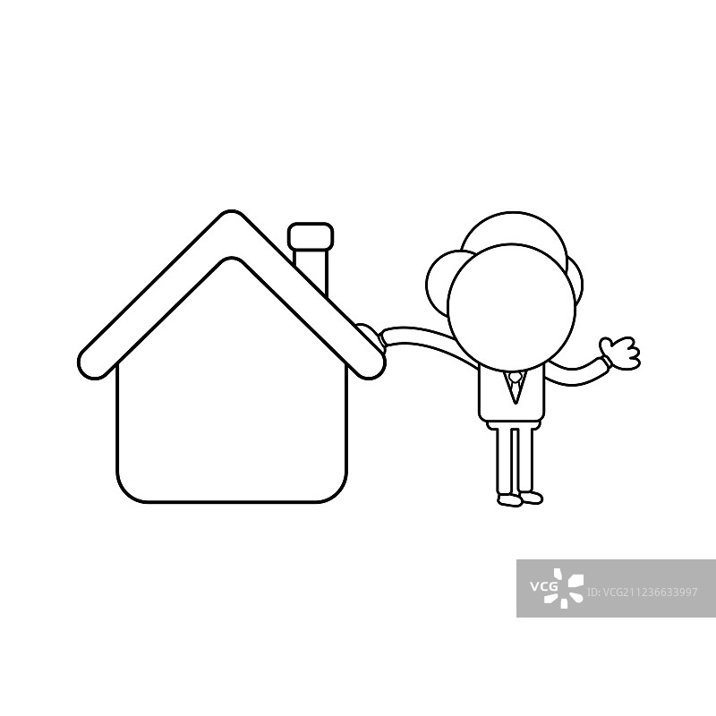 倚靠在黑色房子上的商务男人图片素材