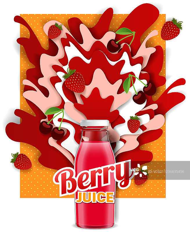 剪纸混合浆果果汁饮料图片素材