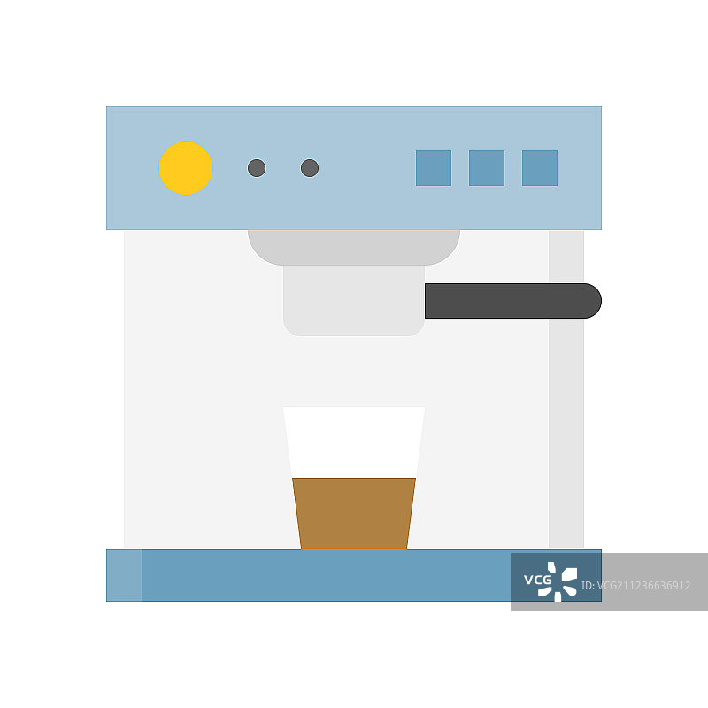 意式浓缩咖啡机厨房电器扁平图标图片素材