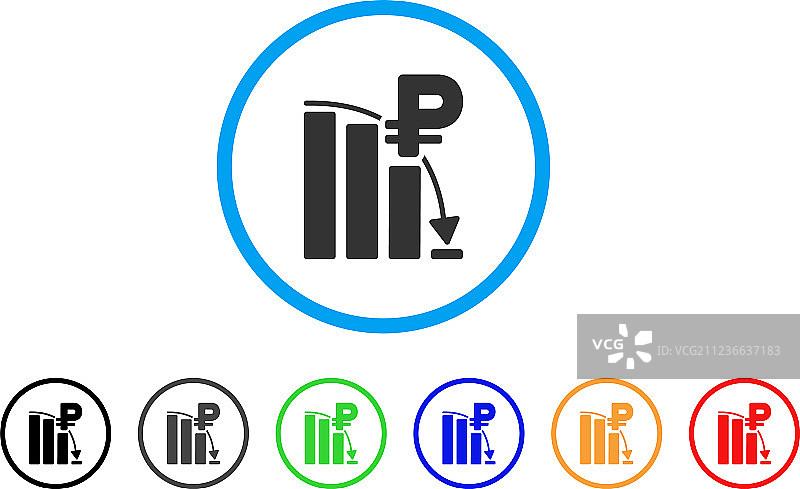 卢布恐慌下跌图表圆形图标图片素材