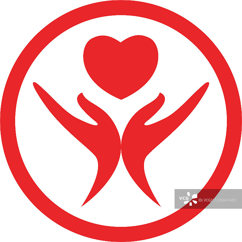 红色爱心手标志和符号图标模板图片素材