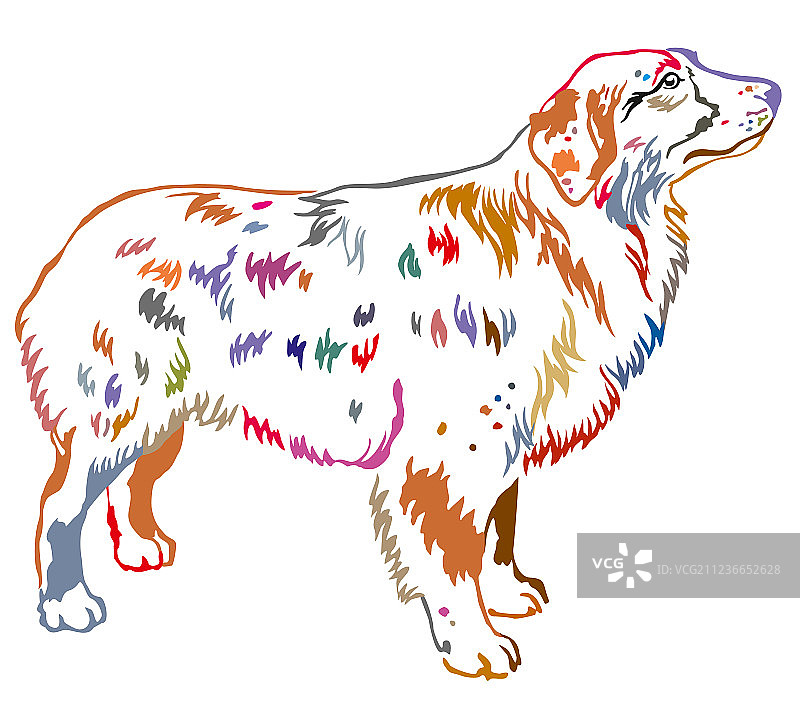 彩色装饰站立的狗画像图片素材