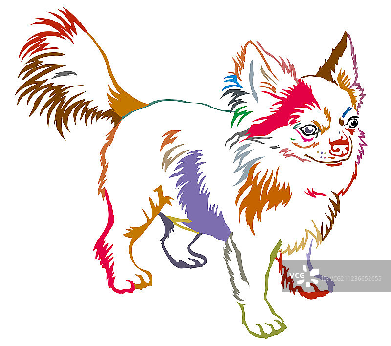 彩色装饰站立的狗画像图片素材