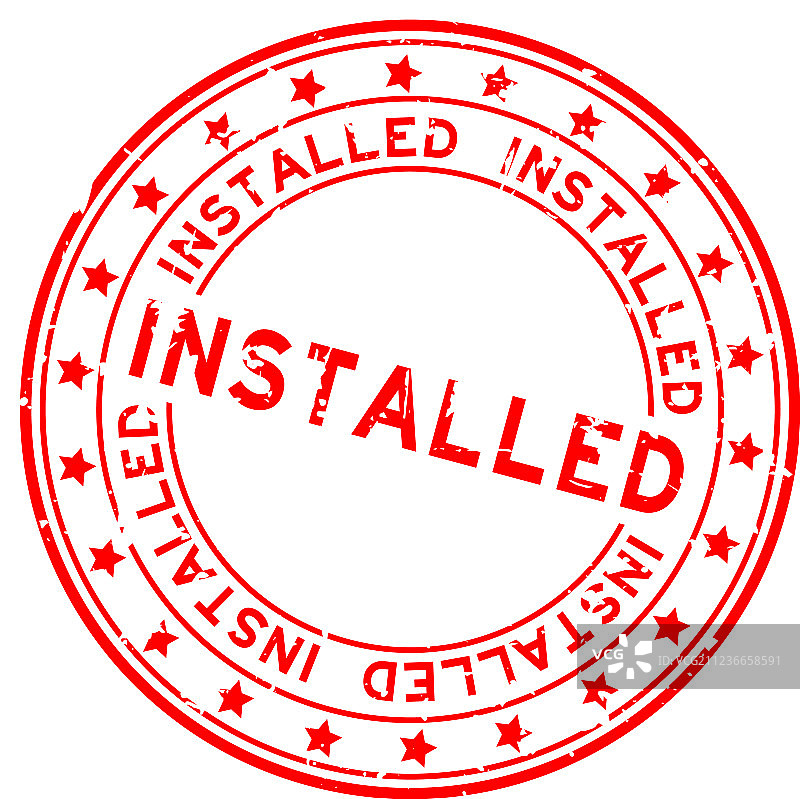 红色Grunge风格已安装圆形印章图片素材